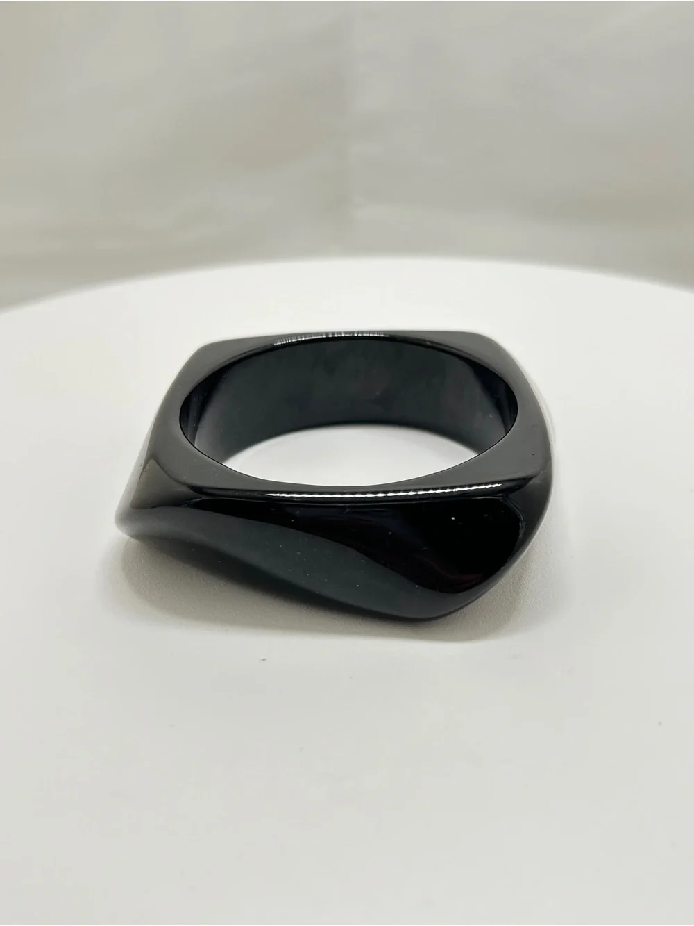 Black Lucite Asymmetrical Chunky Bangle Bracelet